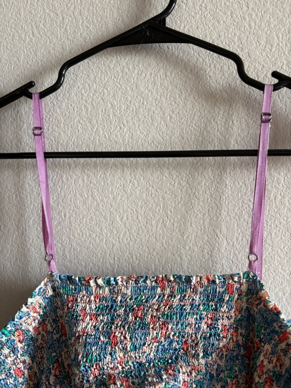 Free People Molly Jo Midi Dress Smocked Blossom Combo Blue Bohemian Size L - Picture 7 of 13